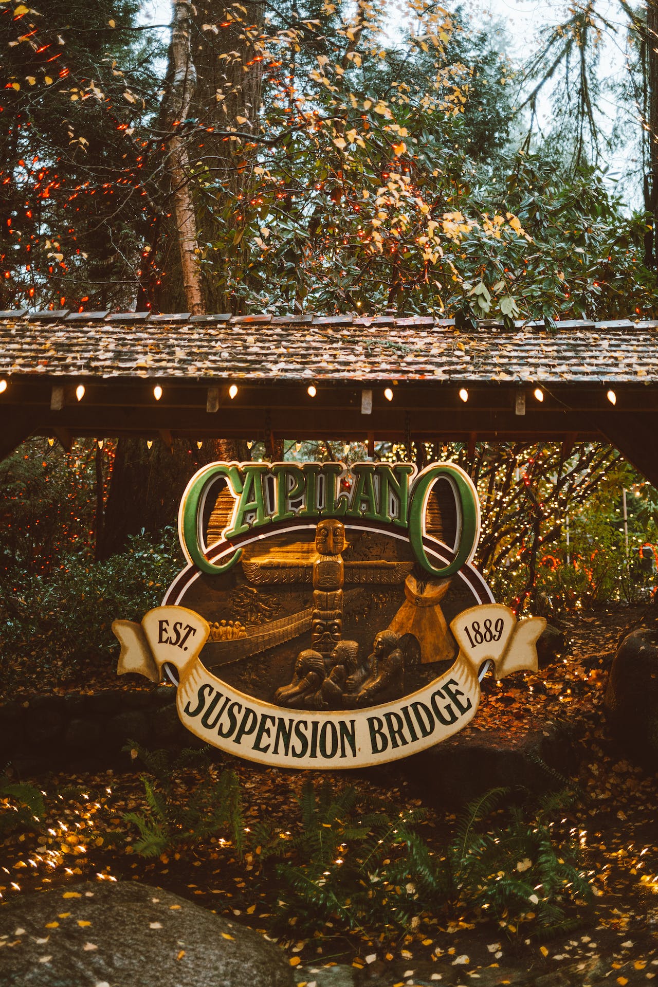 Capilano Suspension Bridge surrounded by fall colour