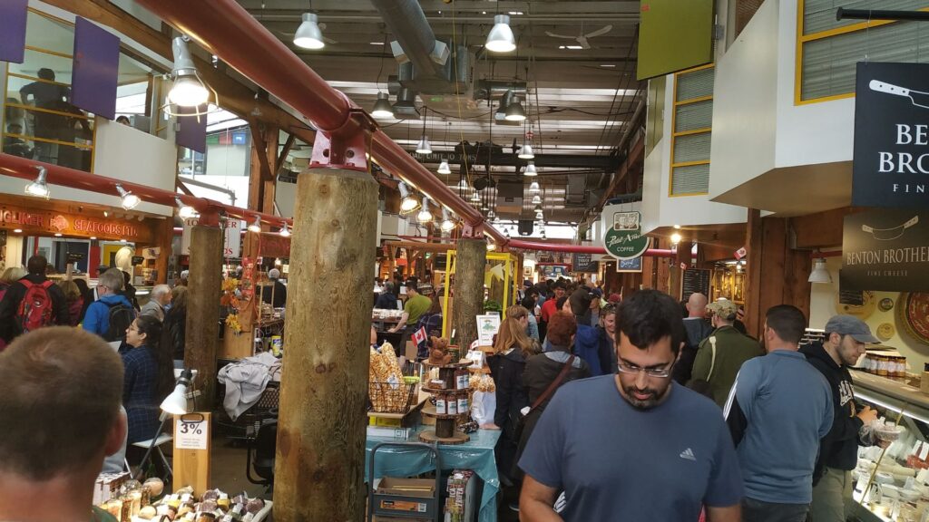 people shopping in granville island