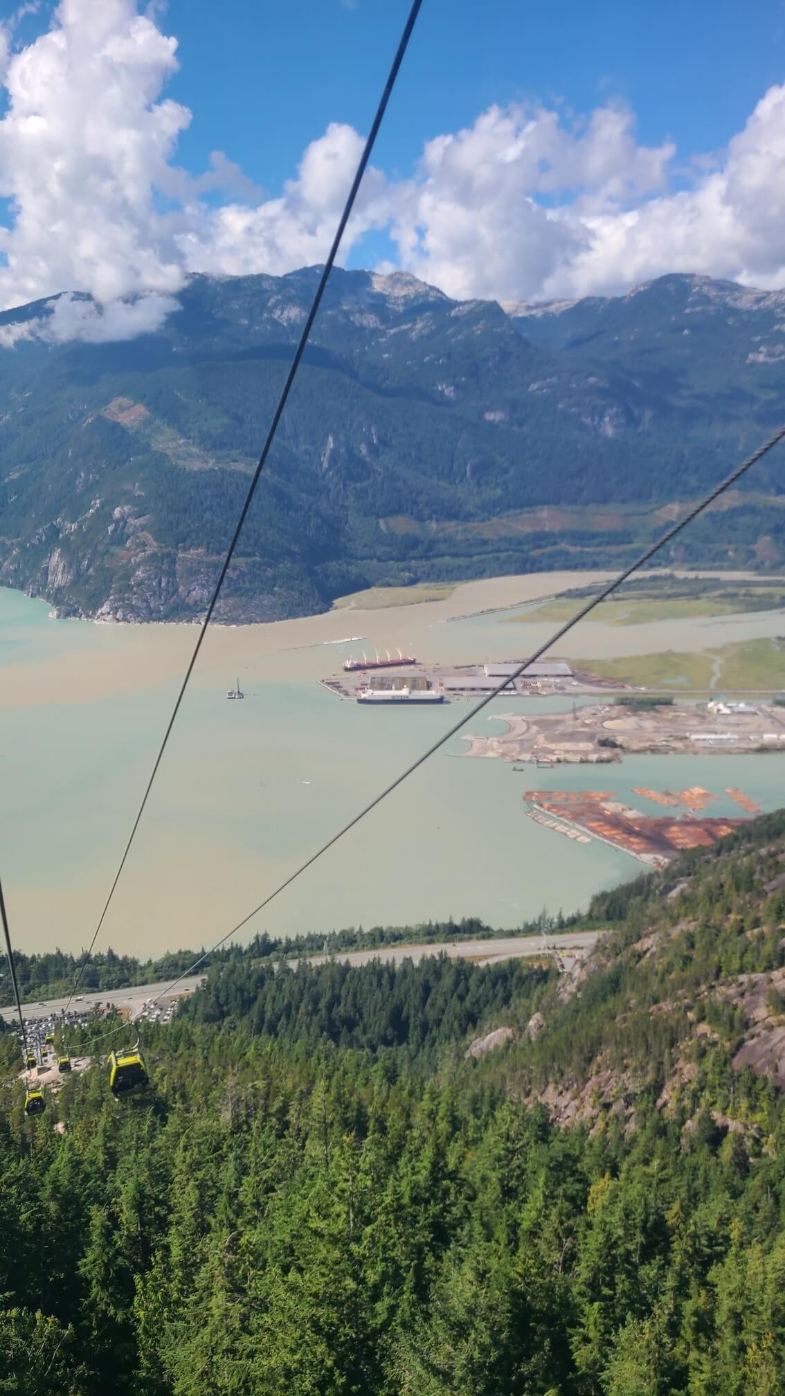 Howe Sound and mountains seen from the Sea to Sky Gondola viewpoint