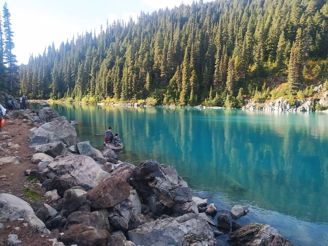 Garibaldi Lake surrounded by mountains in British Columbia
