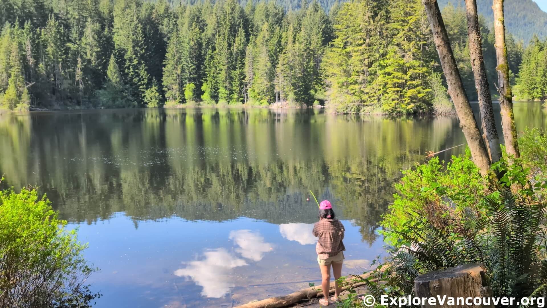 Fishing scene at Rice Lake in North Vancouver