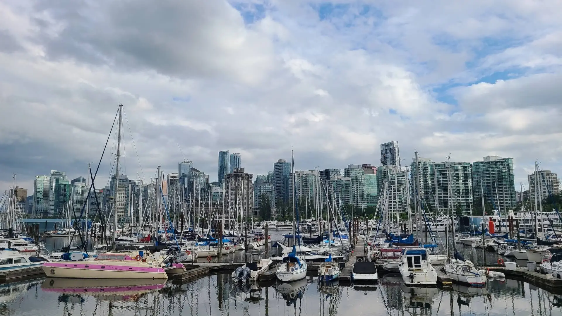 Vancouver skyline view from Stanley Park Seawall