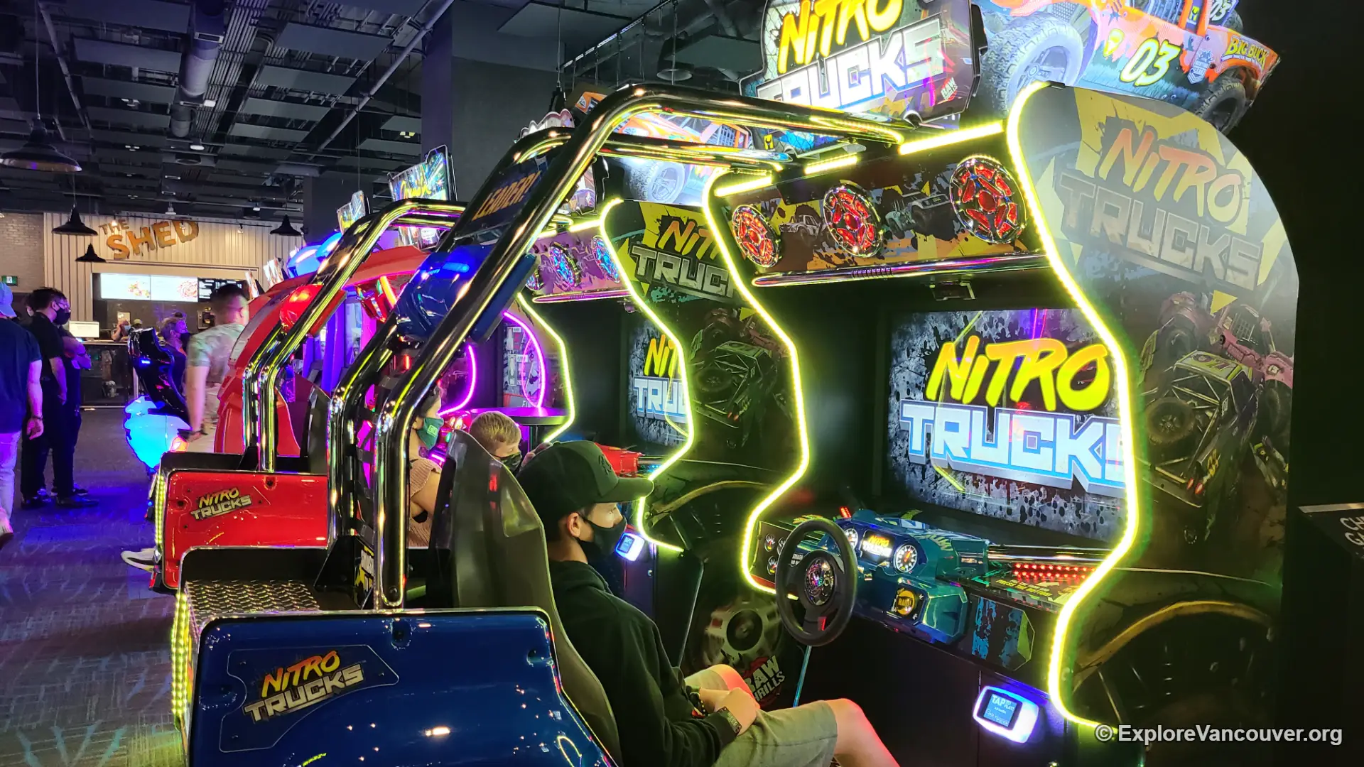 Arcade game stations inside a Brentwood entertainment venue