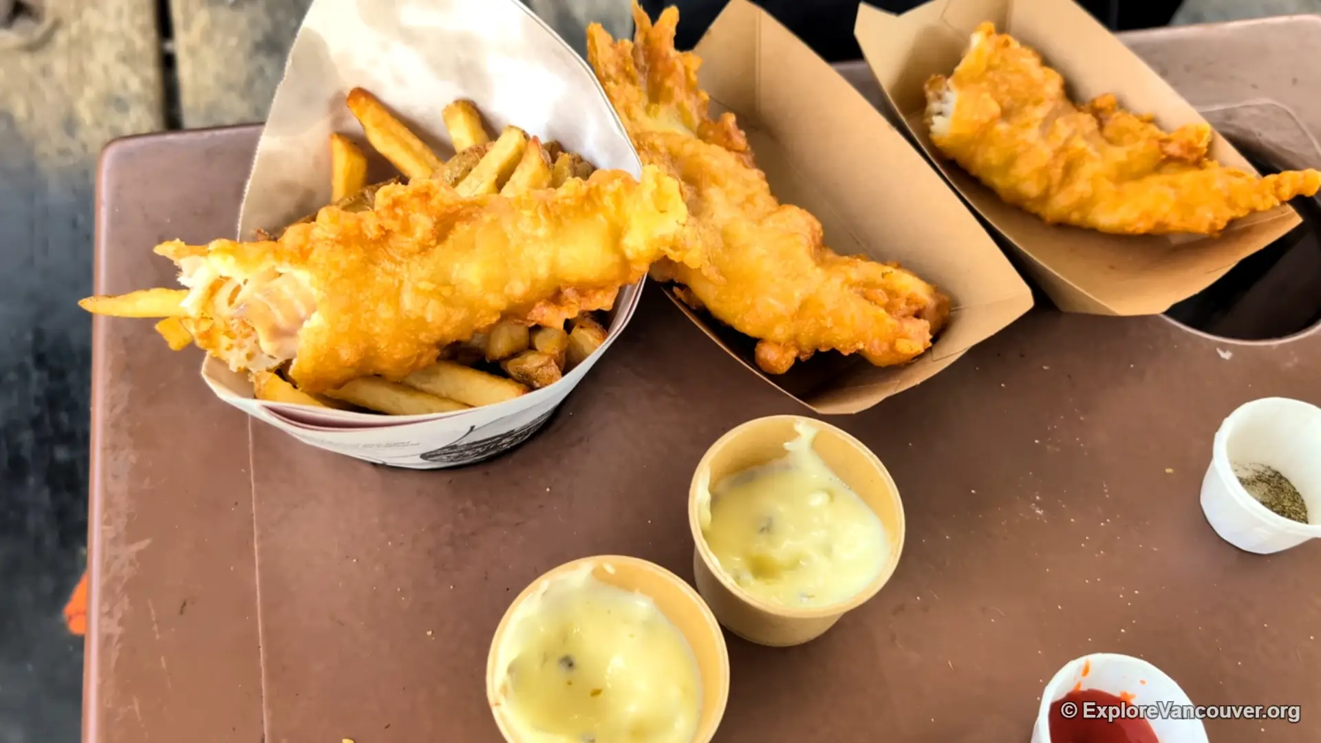 Pajo's Fish and Chips floating restaurant at Steveston Wharf in Richmond, BC