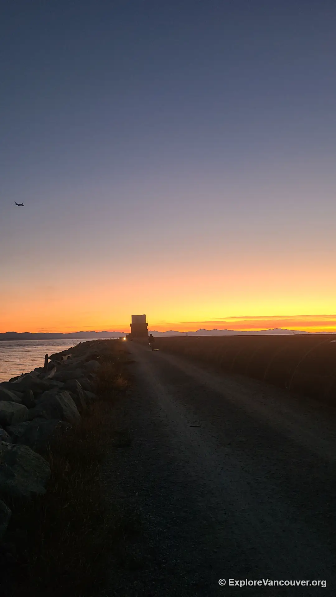 The Iona Beach spit trail after dark