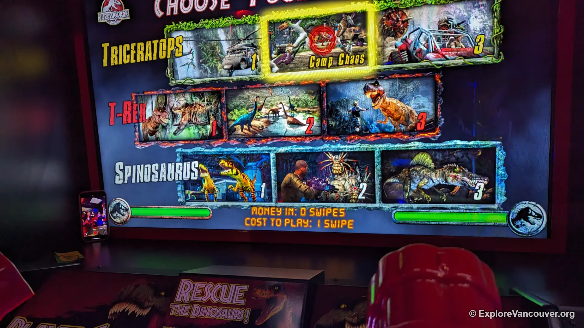 Dinosaur-themed video game inside The Rec Room