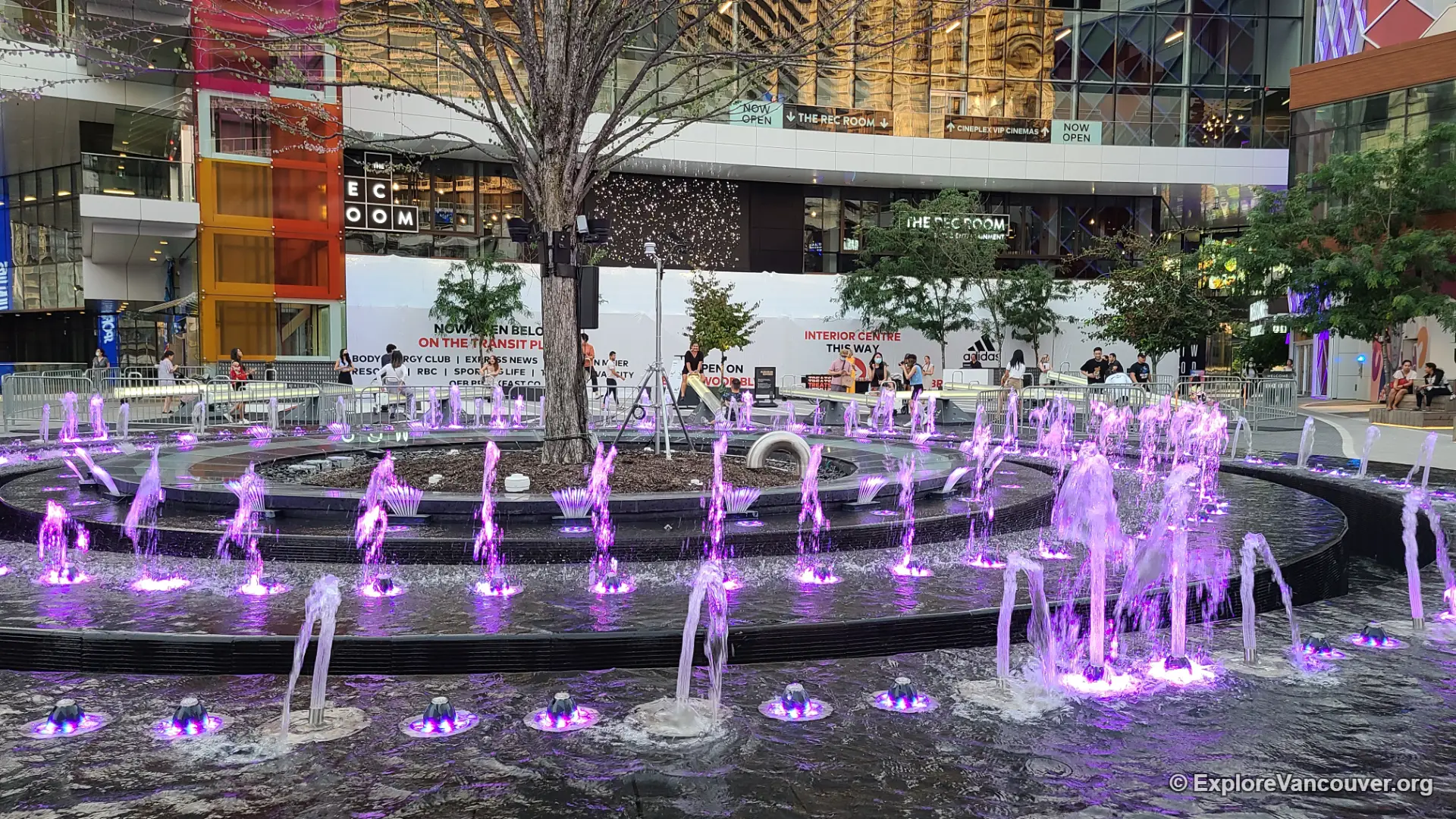 Plaza fountain at The Amazing Brentwood in Burnaby