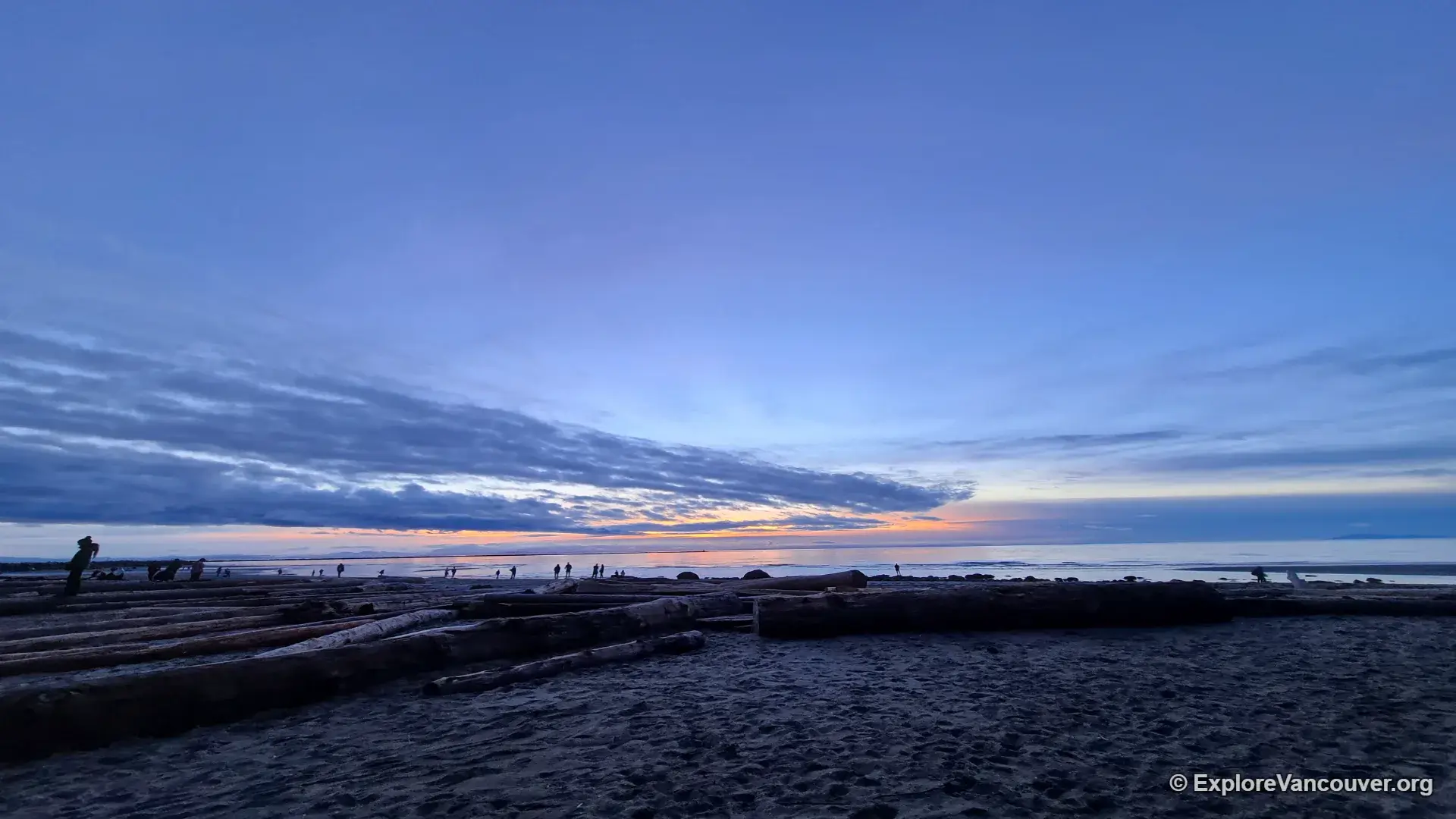 Sunset over the water at Wreck Beach near UBC in Vancouver