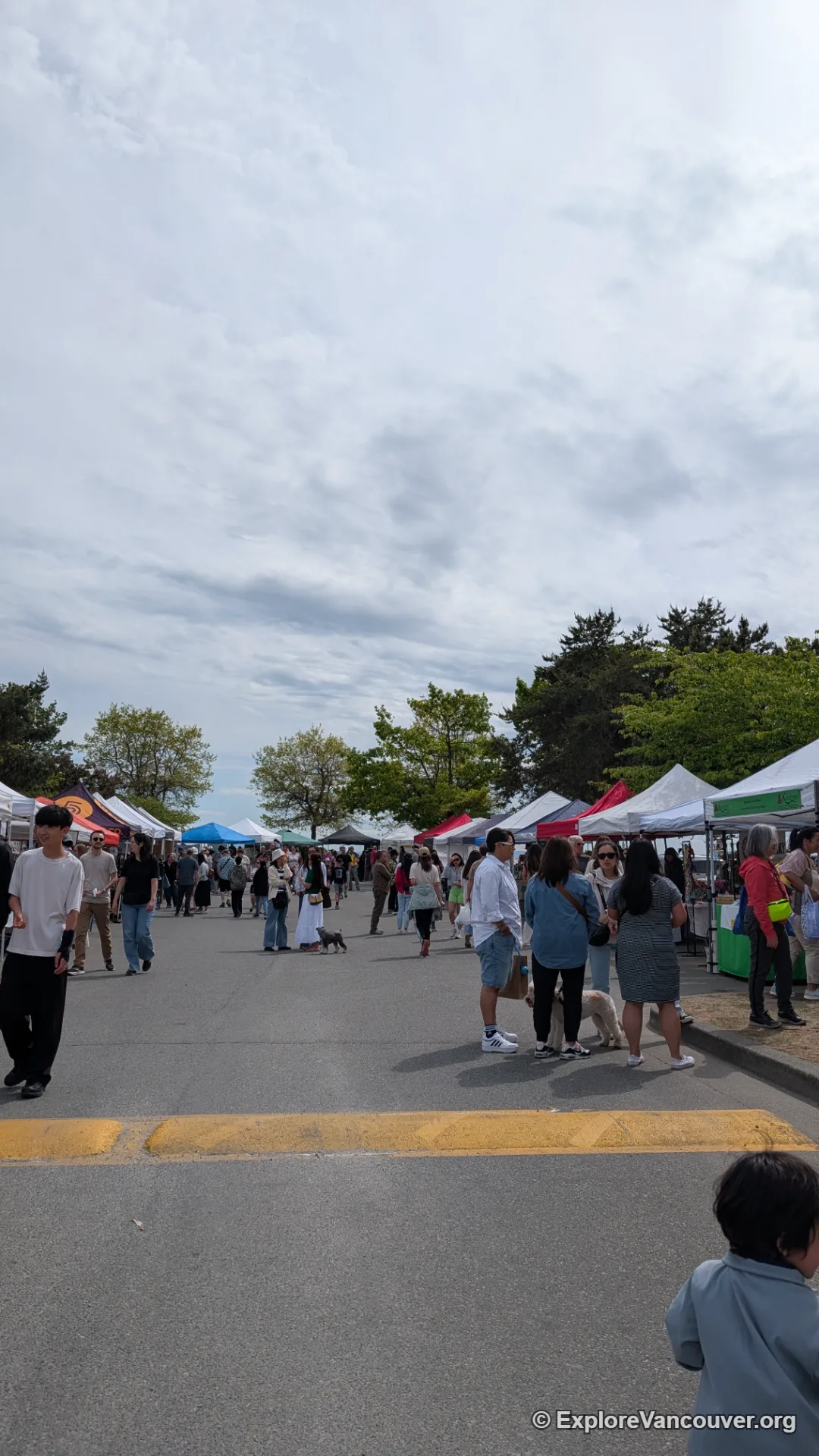 Market stalls set up near the Garry Point Park parking lot in Steveston