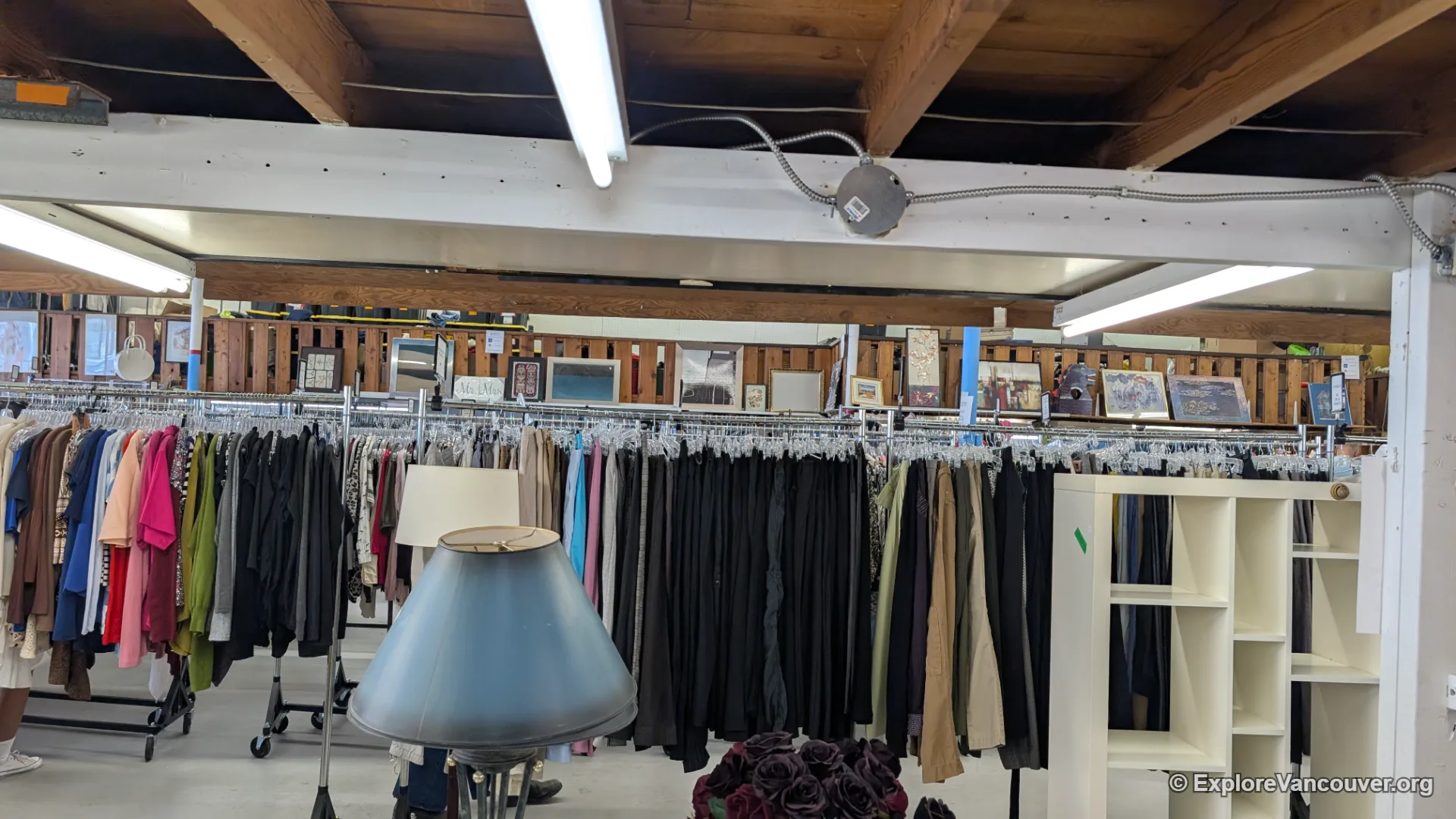 Clothing rack inside a Steveston Village thrift store