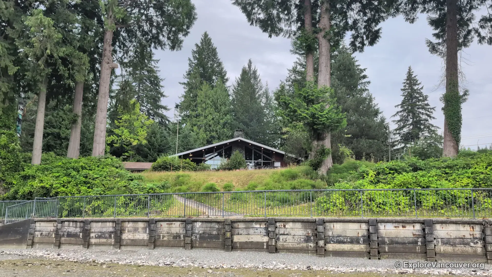 View of Bowen Island Lodge from Sandy Beach across Mannion Bay