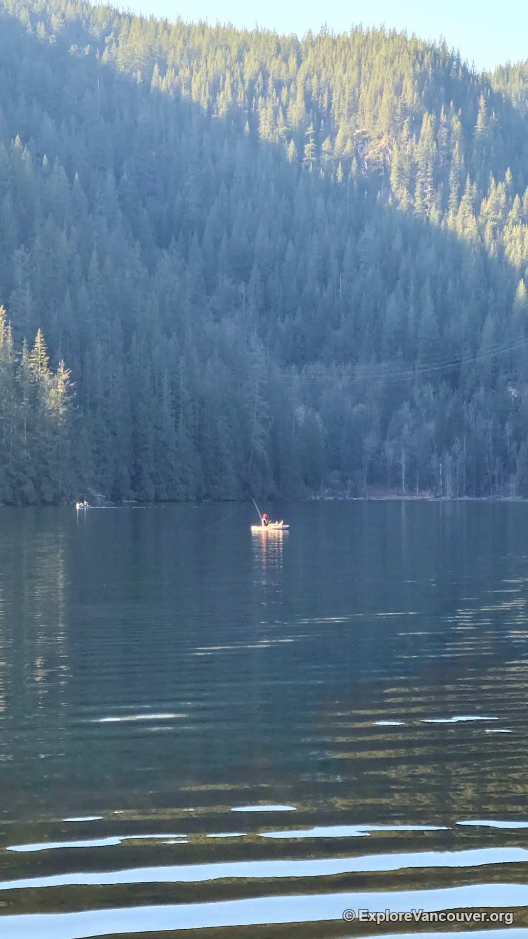 Fishing from a boat on Buntzen Lake
