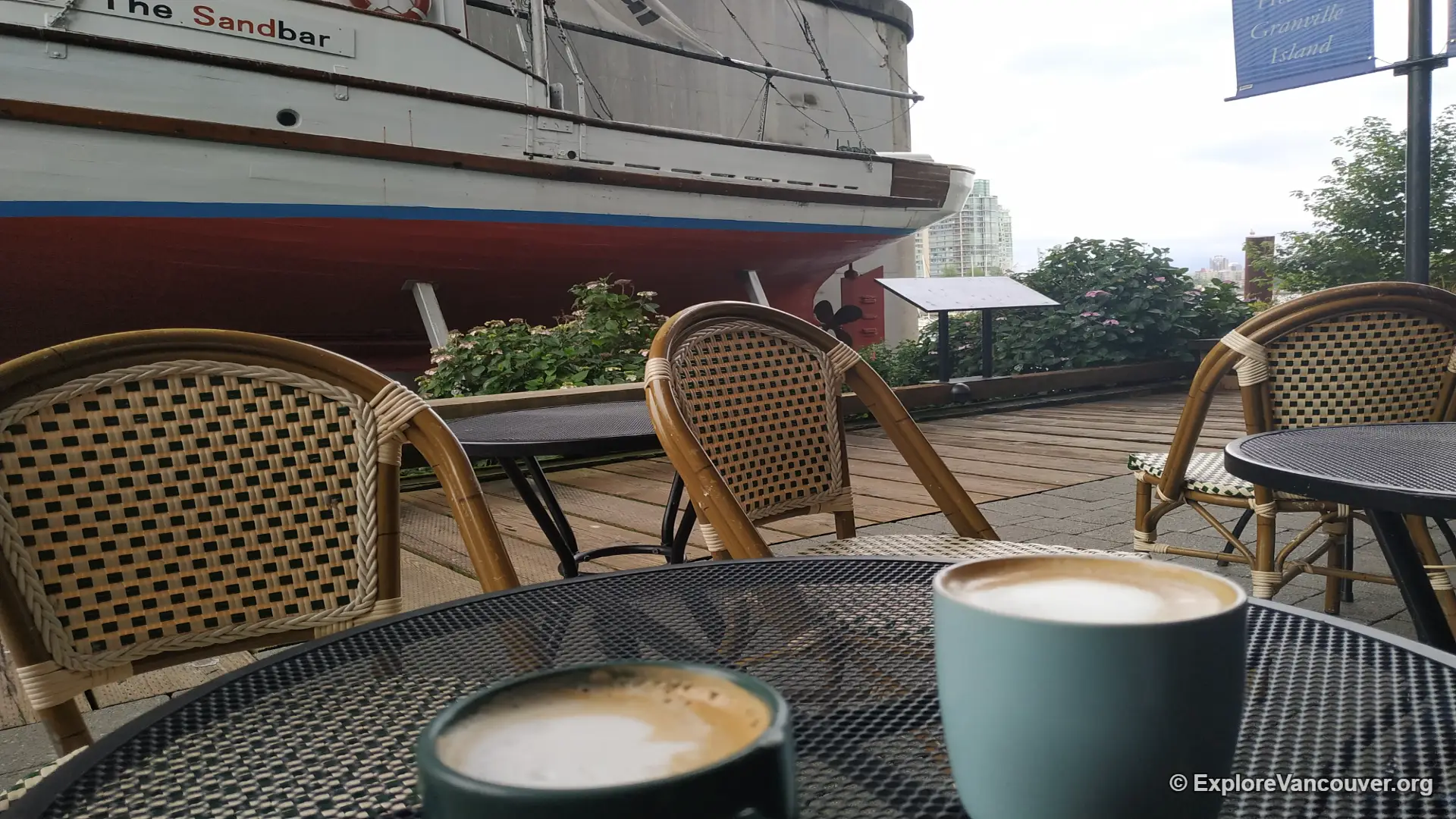 Coffee at a Granville Island cafe near the Public Market
