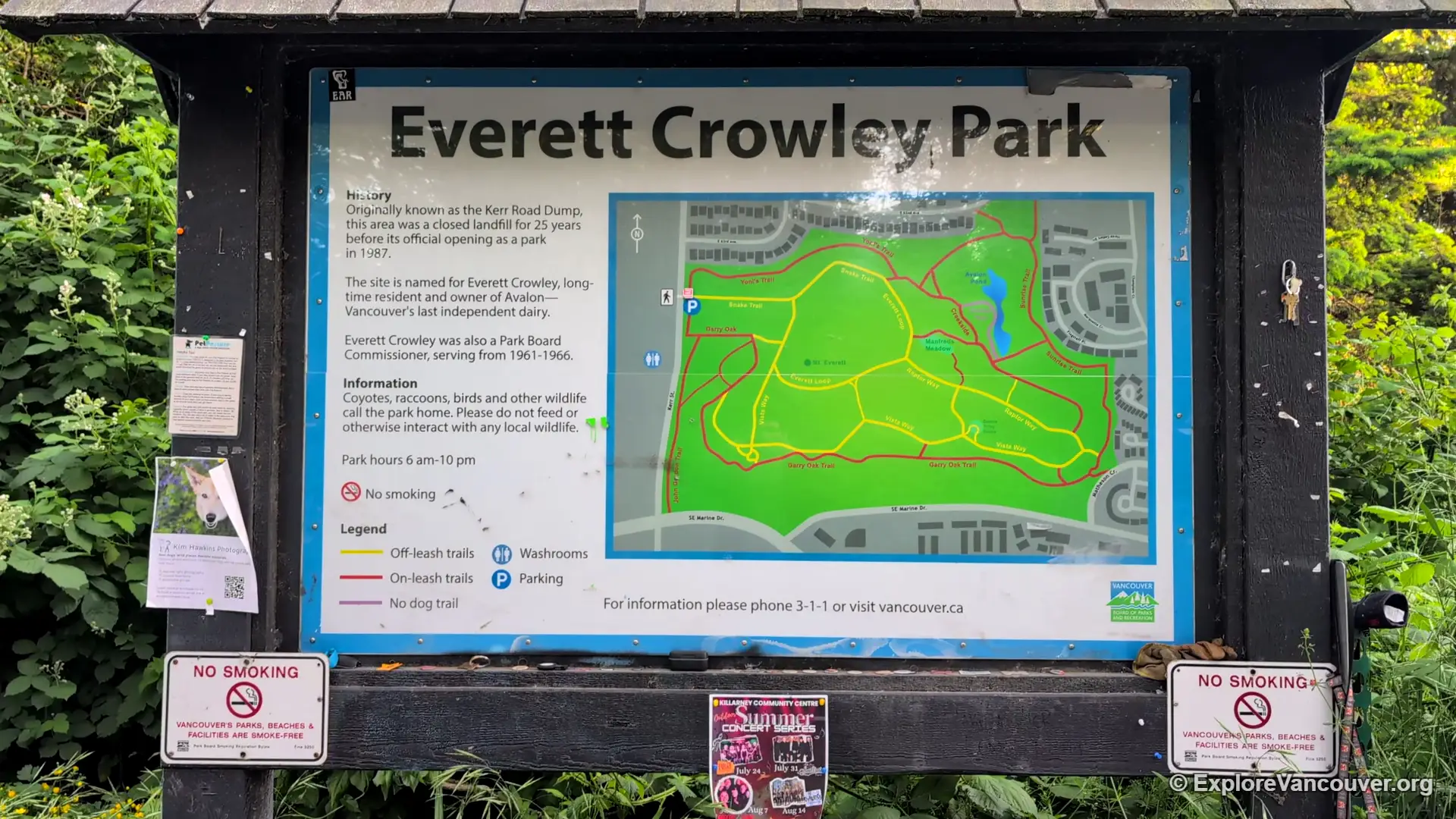Interpretive display board describing park history