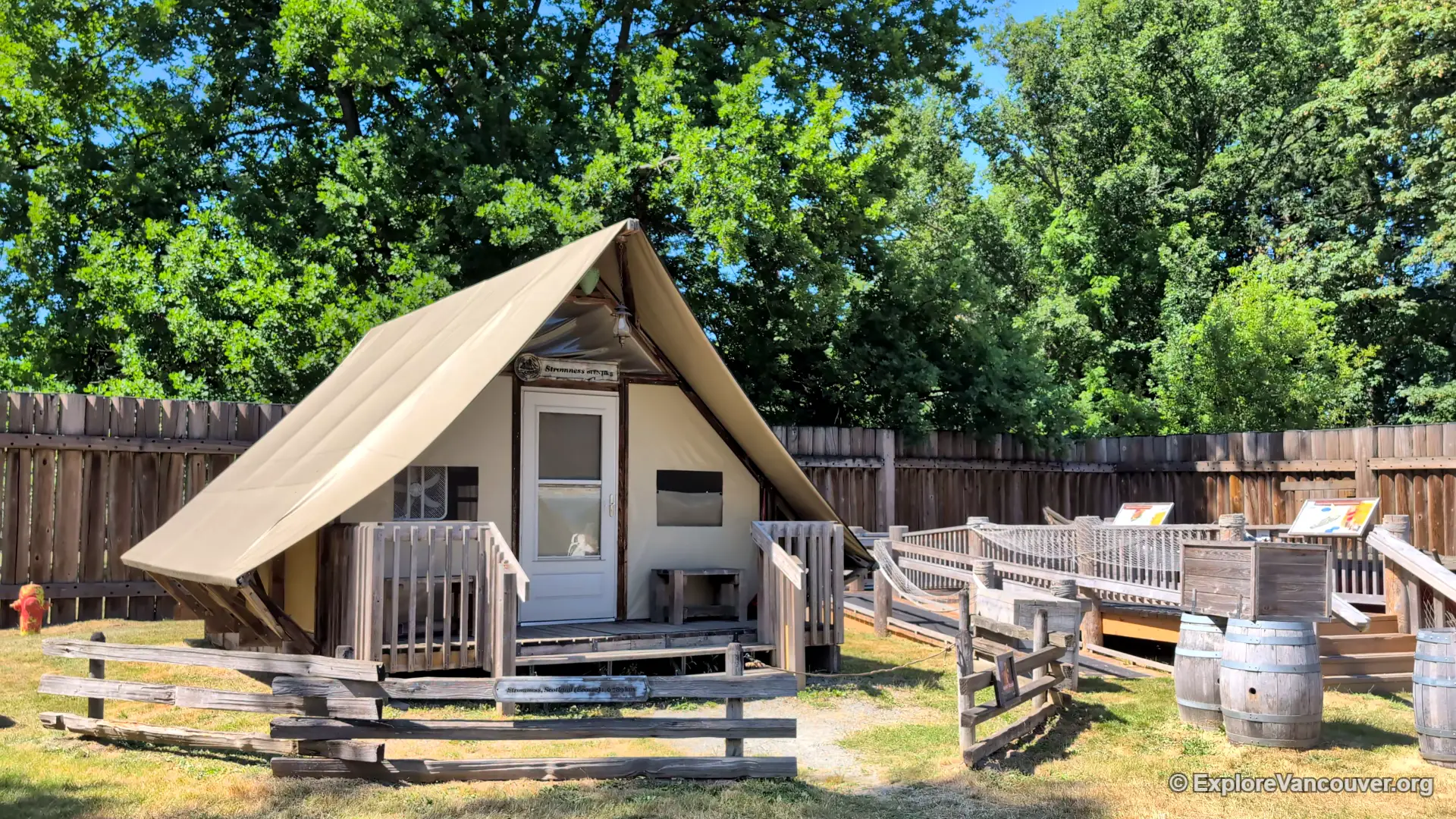 oTENTik overnight accommodation inside Fort Langley National Historic Site