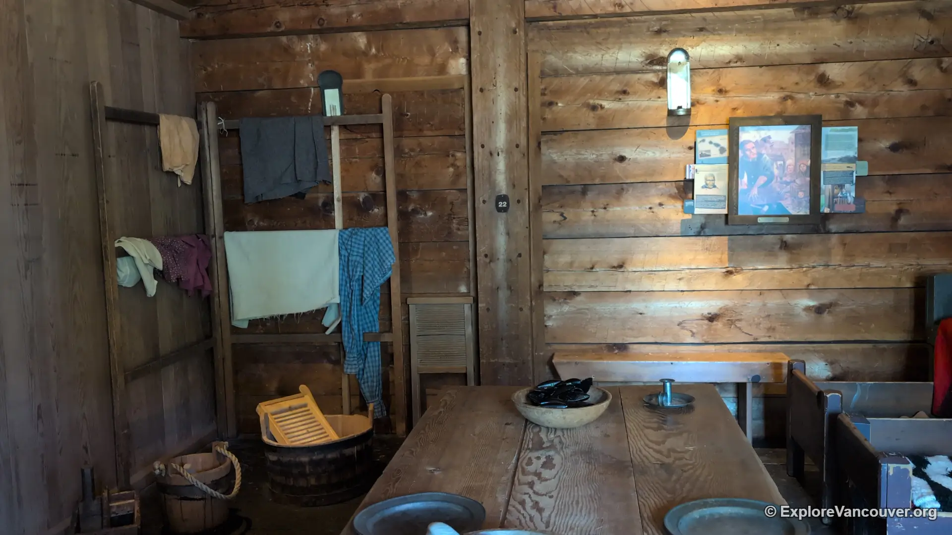 Historic dining room display at Fort Langley National Historic Site