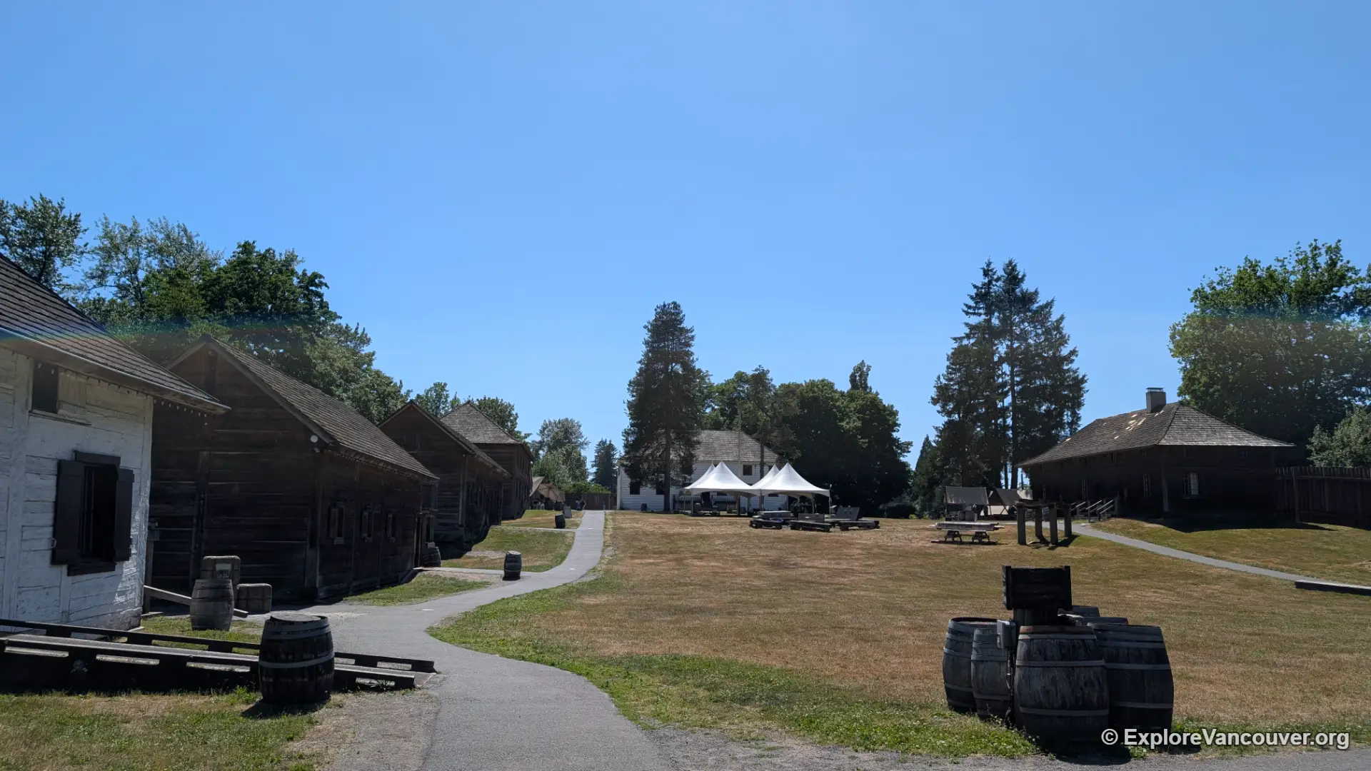 Grassy grounds near the fort palisade wall