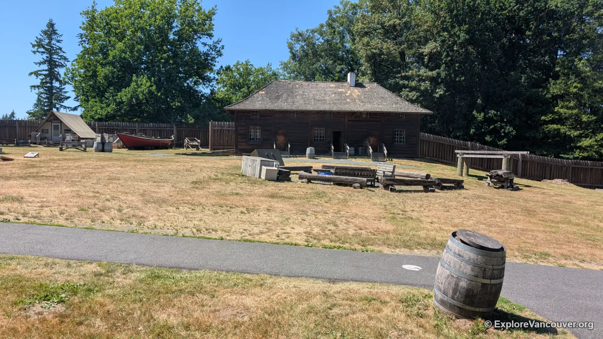 Reconstructed heritage building inside the fort palisade