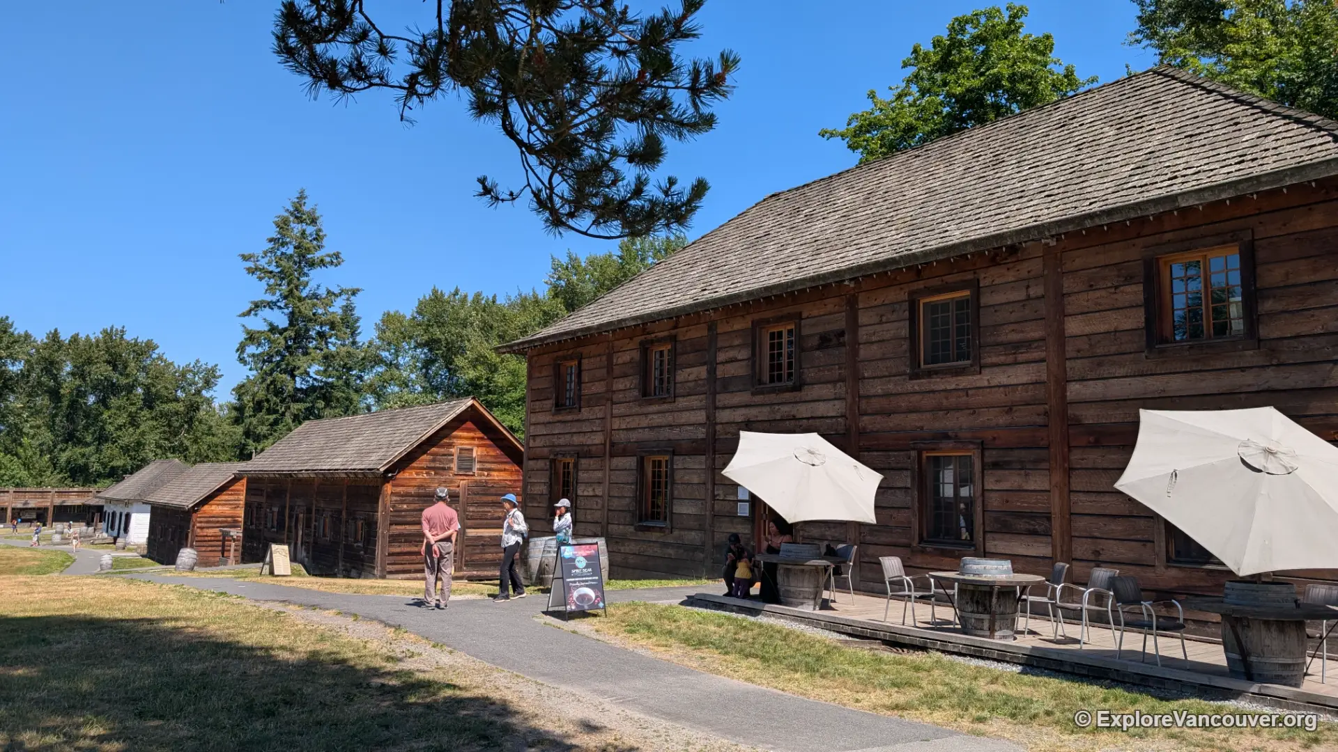 Row of reconstructed 19th century buildings at Fort Langley