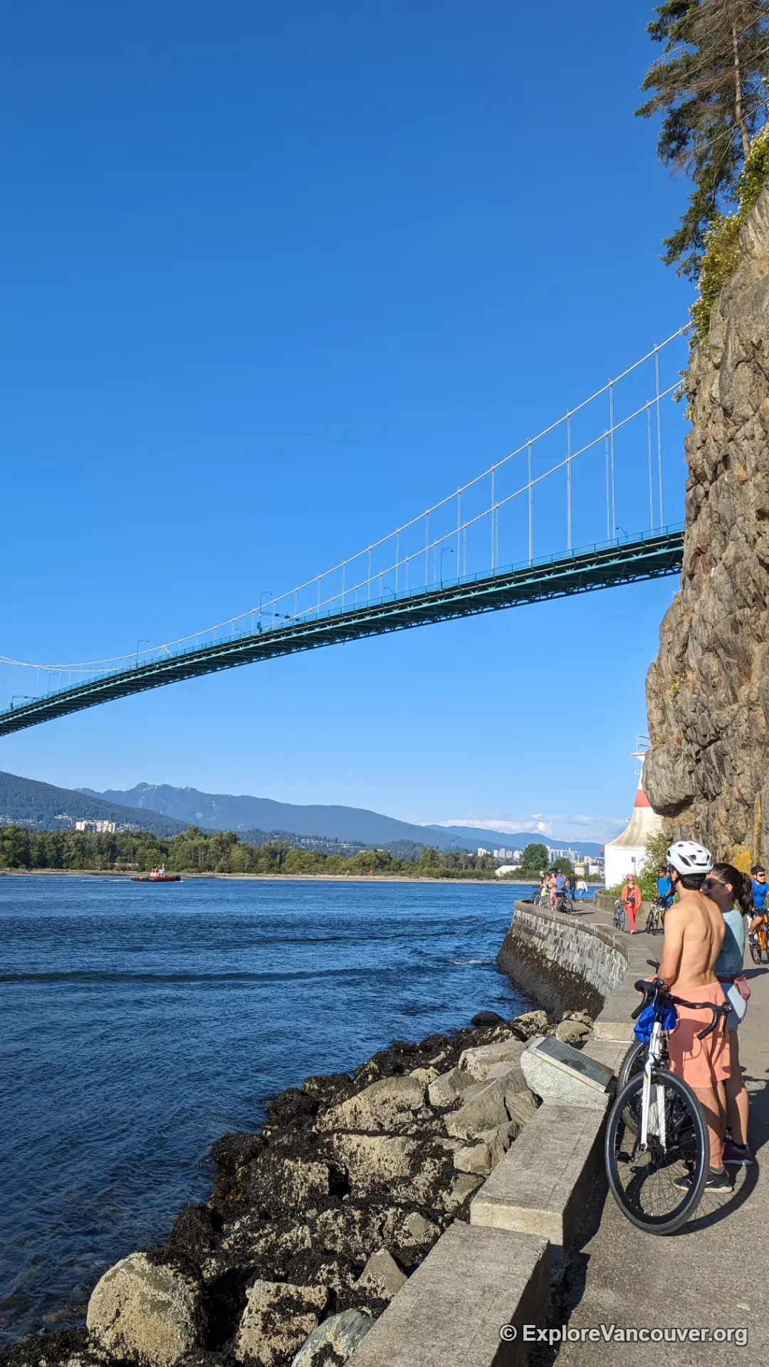 View of the Lions Gate Bridge from the Stanley Park seawall