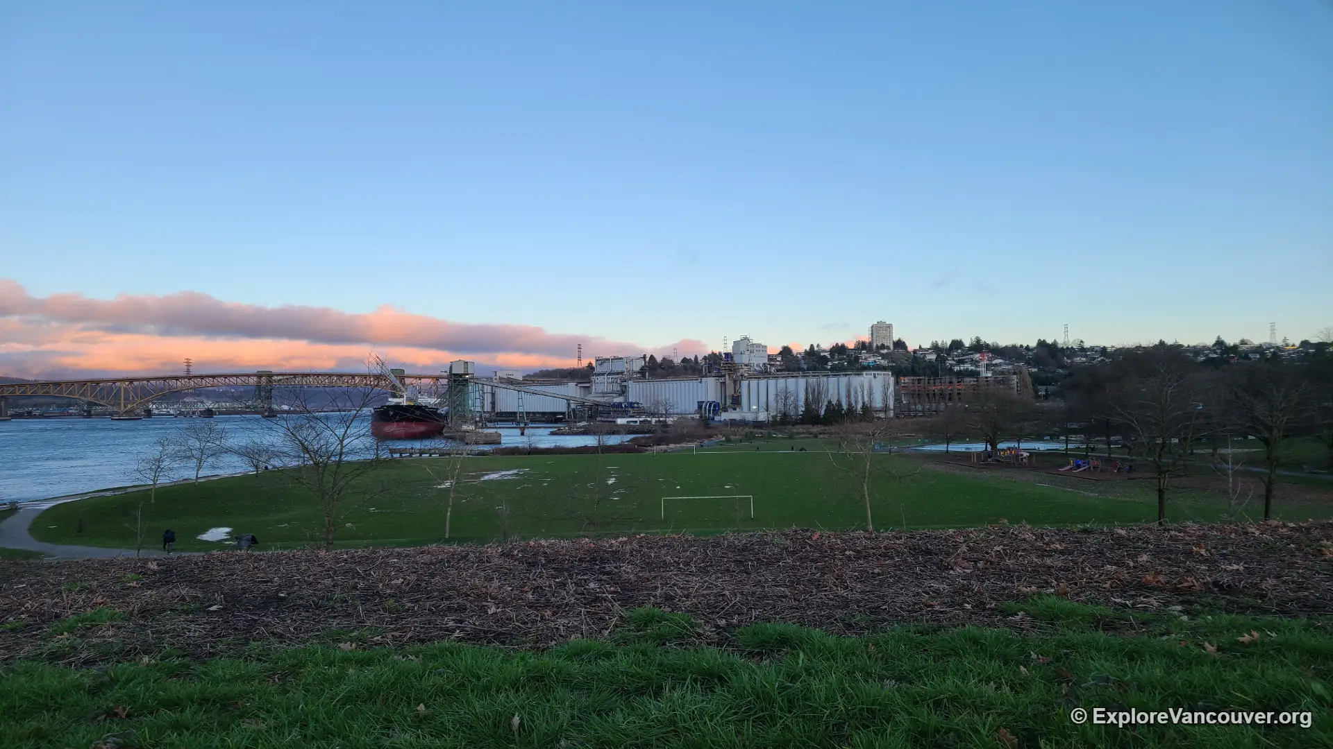 New Brighton Park waterfront at dusk in East Vancouver
