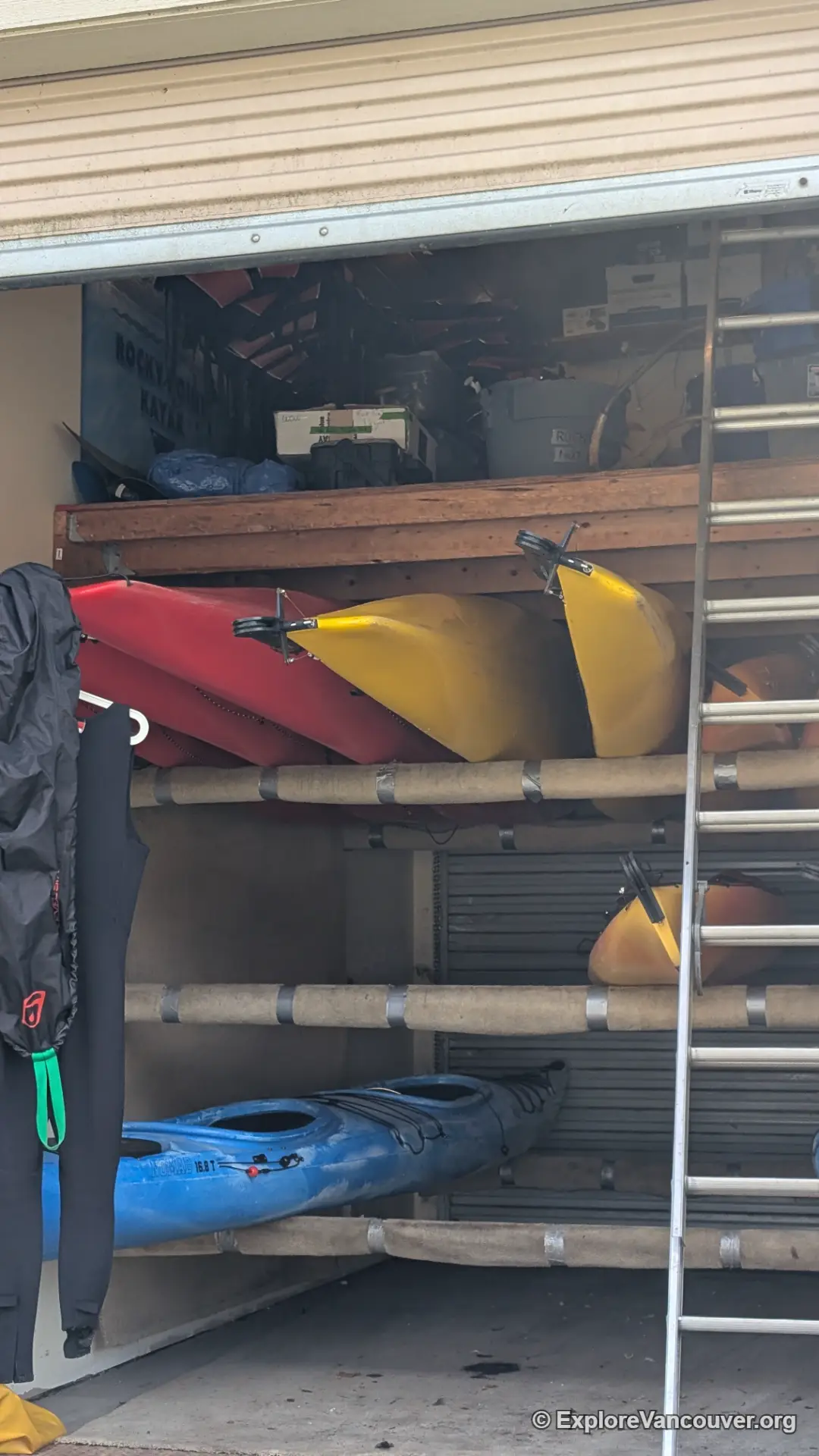 Rocky Point Kayak rental storefront with equipment on display