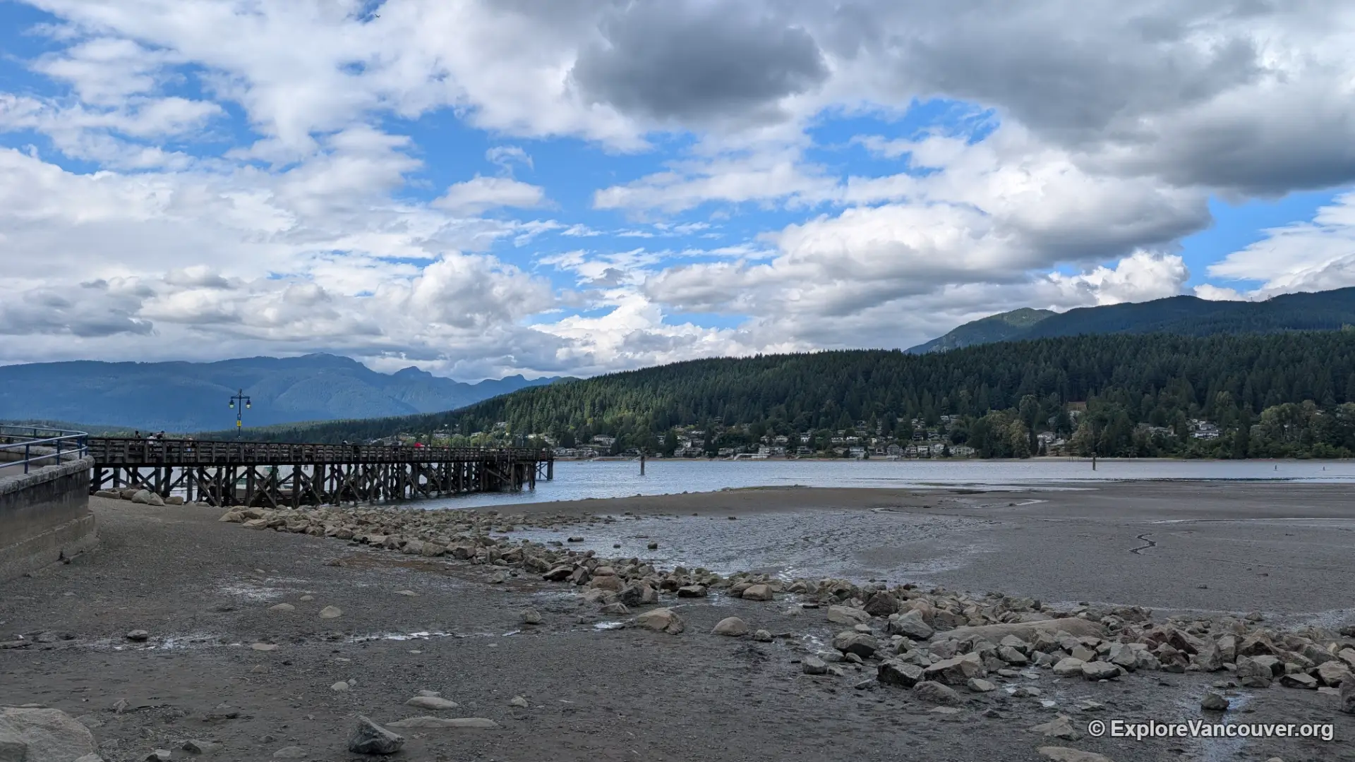 Rocky Point Park waterfront at low tide