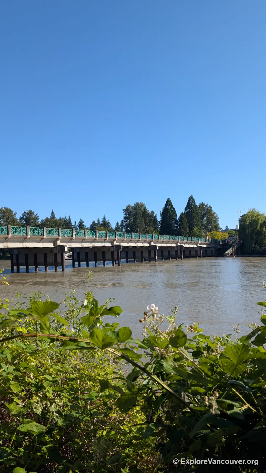 View of the bridge connecting Brae Island to Fort Langley