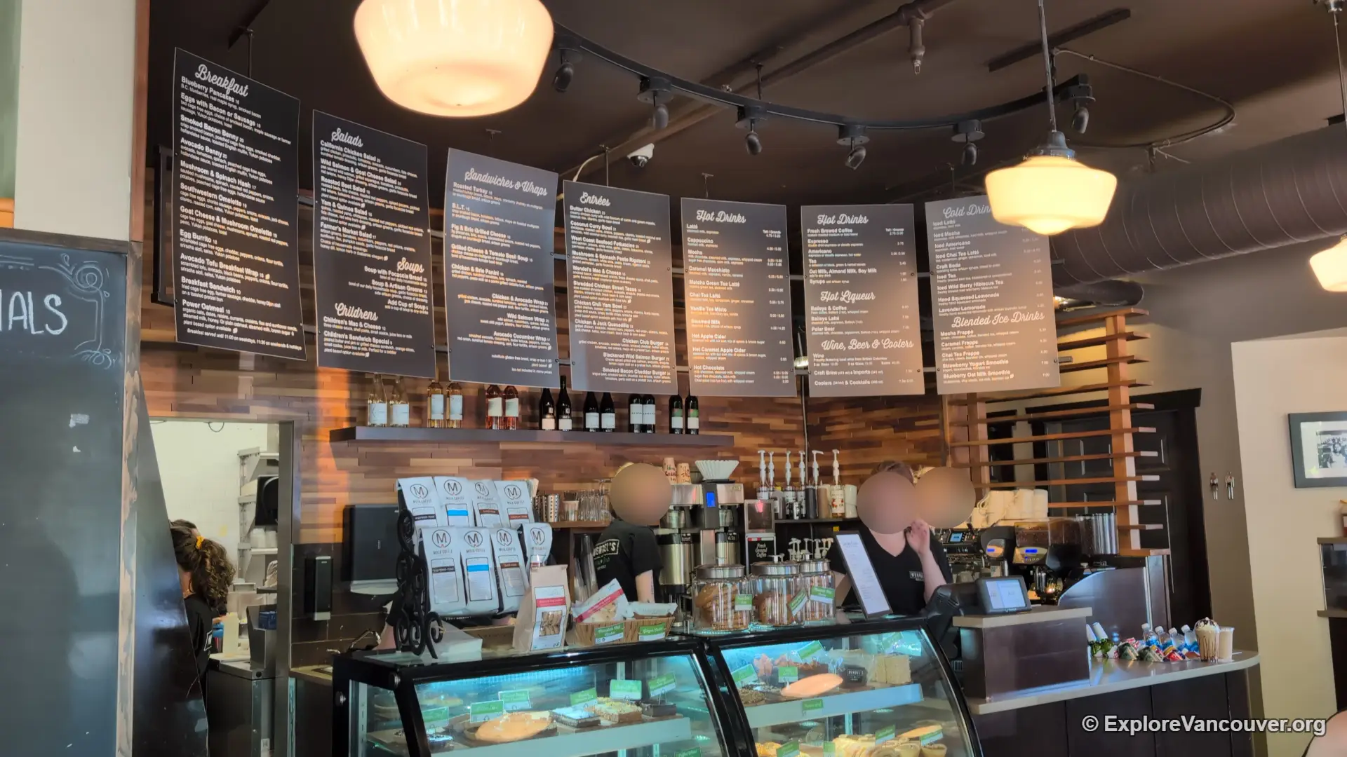 Cafe counter and dining section inside Wendel's Fort Langley