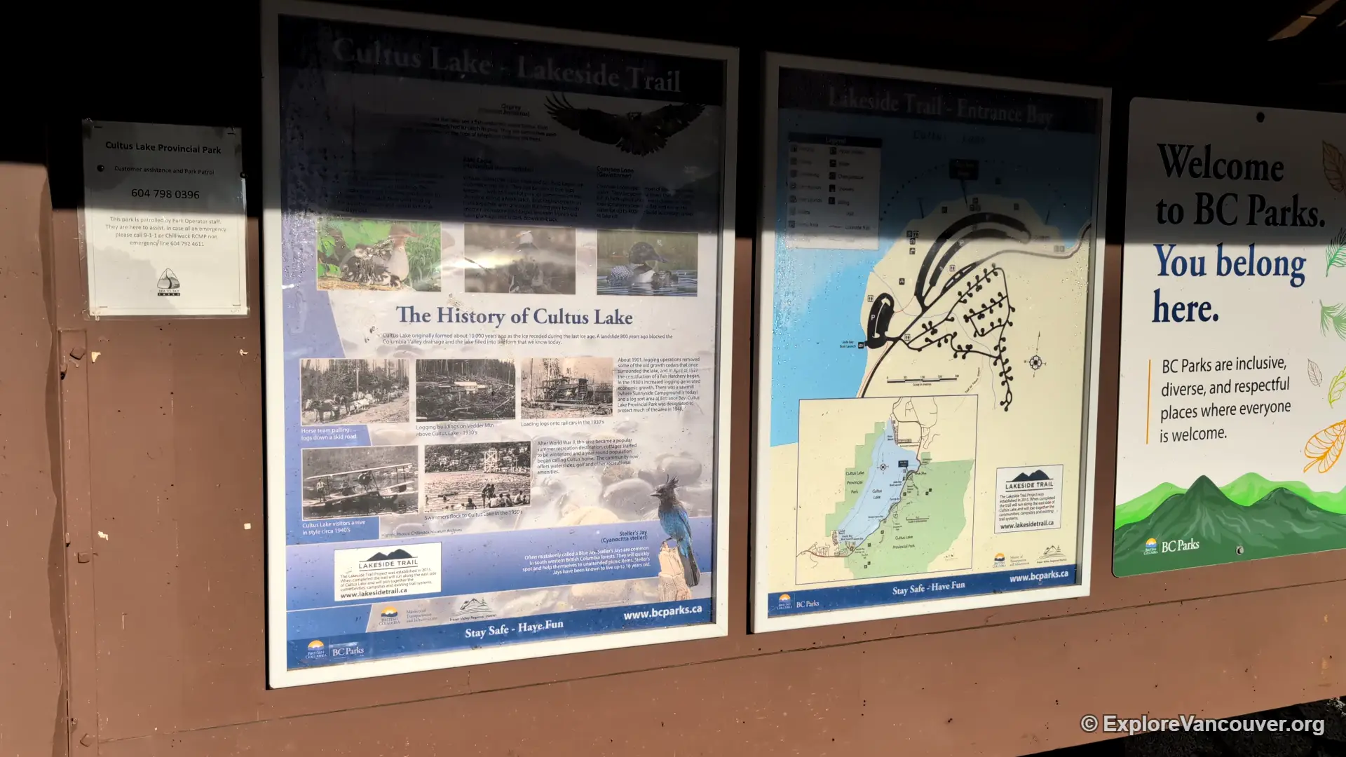Trail display poster at Cultus Lake Park