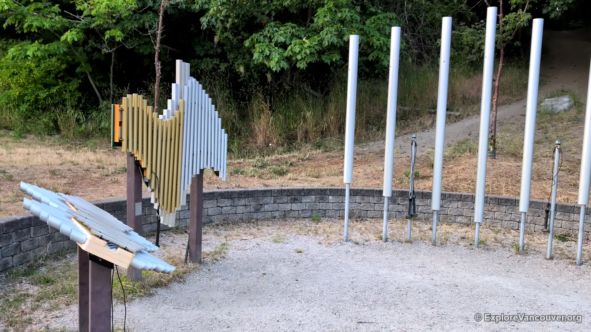 Outdoor musical garden with instruments at Diefenbaker Park
