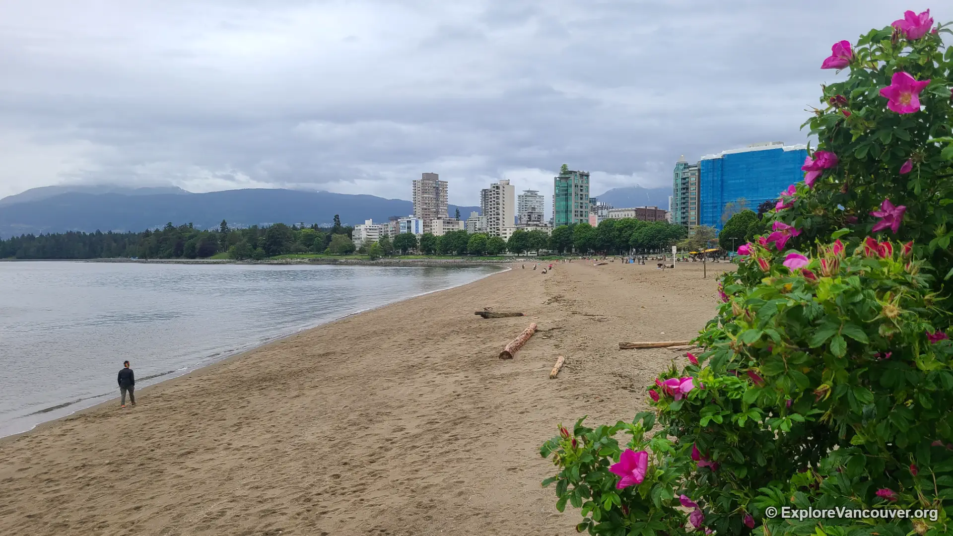 English Bay Beach on an overcast day