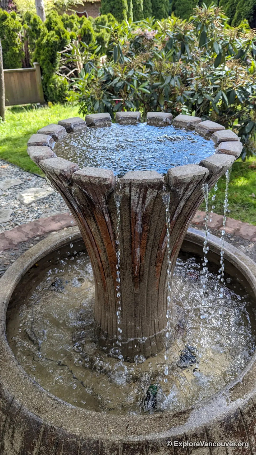 Water fountain in the garden of the International Buddhist Temple in Richmond BC