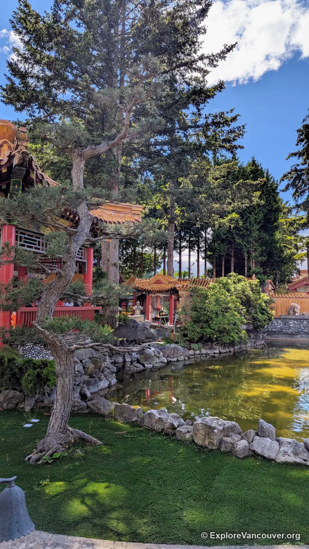Exterior of the International Buddhist Temple in Richmond BC in a vertical view
