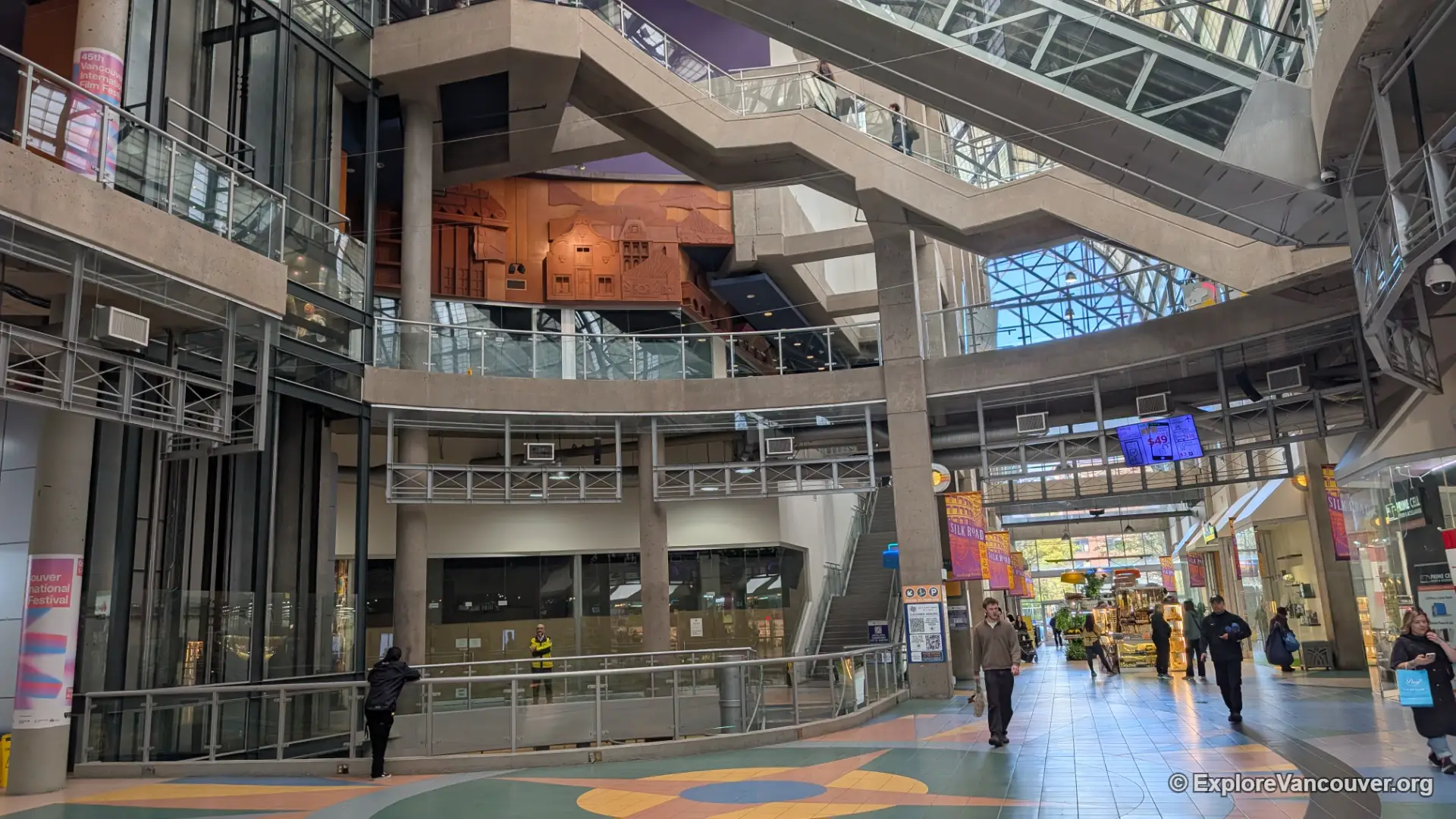 Interior atrium of International Village Mall in Vancouver