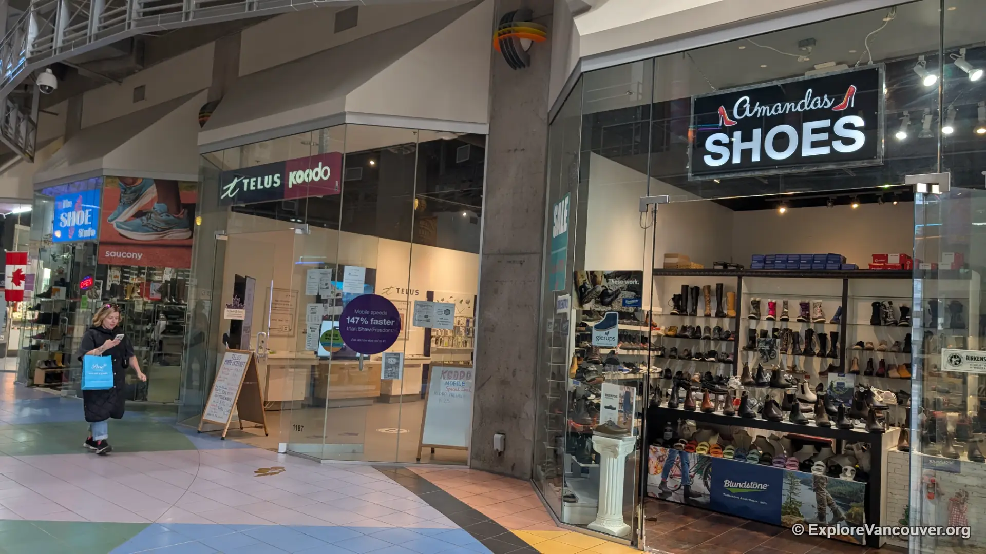Shops inside International Village Mall in Vancouver